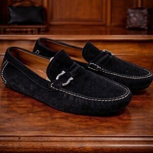 Salvatore Ferragamo Black Suede Gancini Bit Loafers Men's Driving Shoes 13 EE